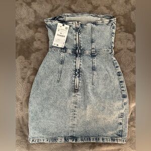 Zara strapless denim dress
